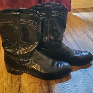 Mens Justin boots, black lizard, 10.5B